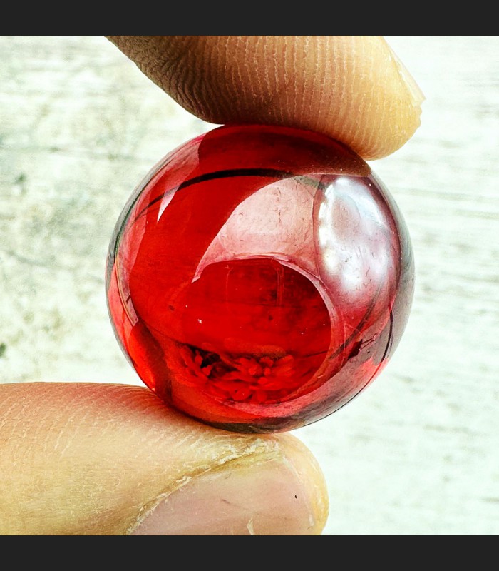 Naga Eye Leklai Magic Lucky Protection Stone Wealth Ball Red Thai Amulet #18288
