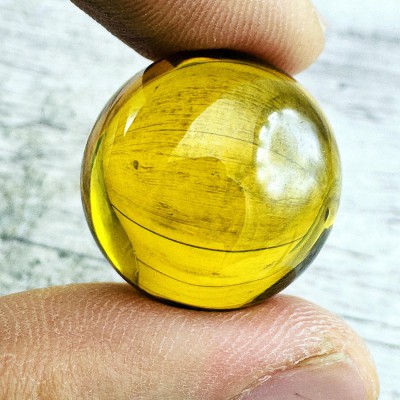 Naga Eye Leklai Magic Lucky Stone Gambling Money Ball Yellow Thai Amulet #18289