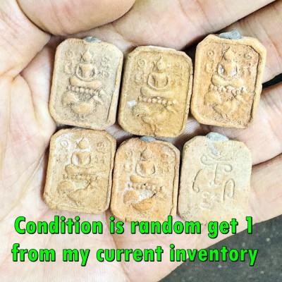 Clay Yantra Chicken Lucky Fortune Lingdam Parn WatBangNomKho Thai Amulet #18306