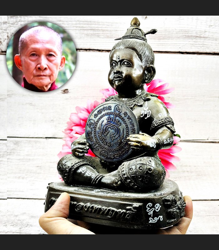 Guman Thep Boy Carry Medal Money Wealth Rich Watchara Be2550 Thai Amulet #18308