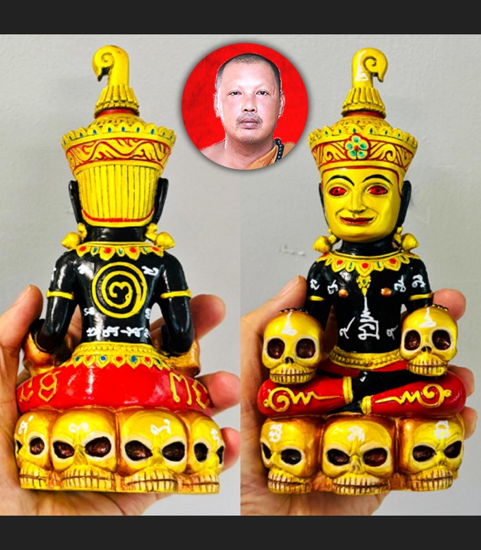 Ngan Ngung 9skull Statue Gambling Win Rich Lucky Amnaj Be2567 Thai Amulet #18309