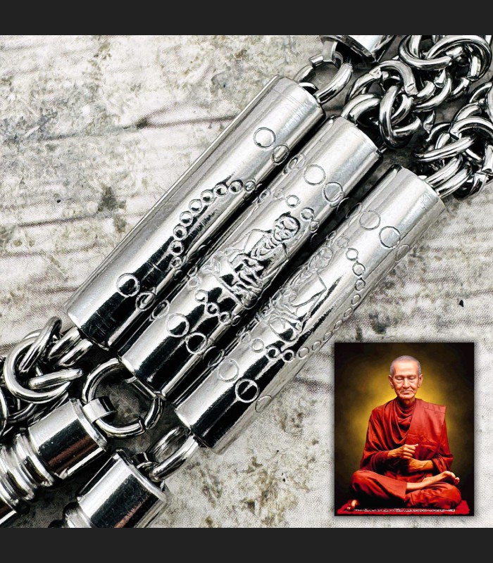 Necklace Stainless Protection Multi 9 Hook Yantra Somdej Toh Thai Amulet #18316