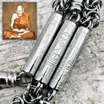 Yantra Necklace Stainless Chain Multi Hook Protection Lp Tuad Thai Amulet #18318