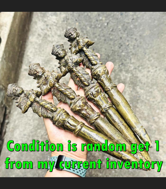Antique Warrior Deity Weapon Scepter Wand Baton Wessuwan Ghost Protection #18319