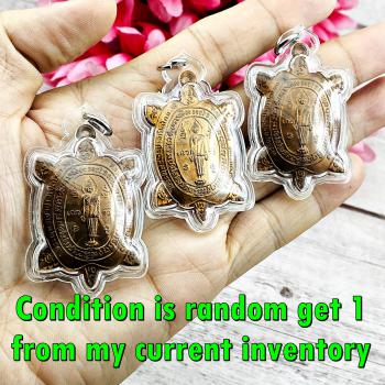 Turtle Standing Buddha Open World New Opportunity Liew Be2539 Thai Amulet #18320