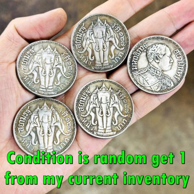 Vintage Siam Medal 3head Elephant KingRama5 Lucky One THB Coin Thai Amulet 18322