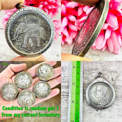 Siam Medal Warrior Elephant KingRama5 Victory Won Rebellion Thai Amulet #18323