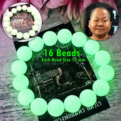 Bracelet Leklai Green Glow Stone Immortal Money Wealth Somporn Thai Amulet 18326