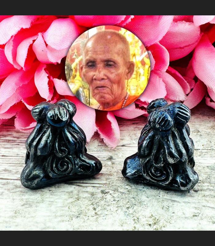 Leklai Kotipe Black 3in1 MekaPhat Pidta Closed Eye Protection Thai Amulet #18346