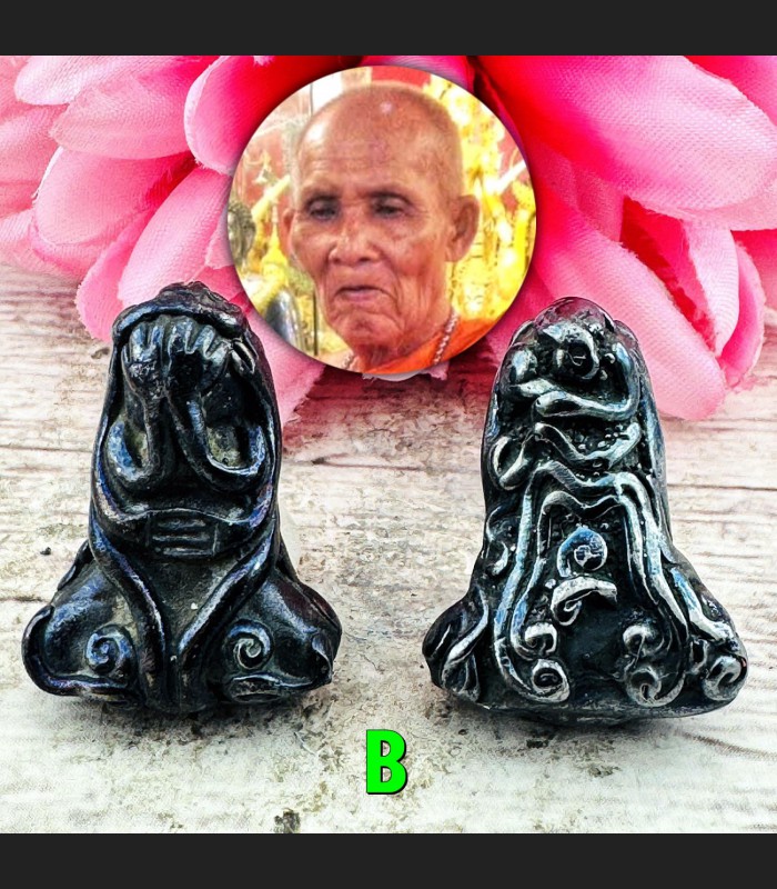 Leklai Kotipe Black Mekaphat 8hand Yant Pidta Closed Eye Magic Thai Amulet 18348