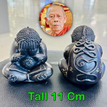 Ball Bell Statue Pidta Closed Eye Full Body Immortal Yant Rod Thai Amulet #18386