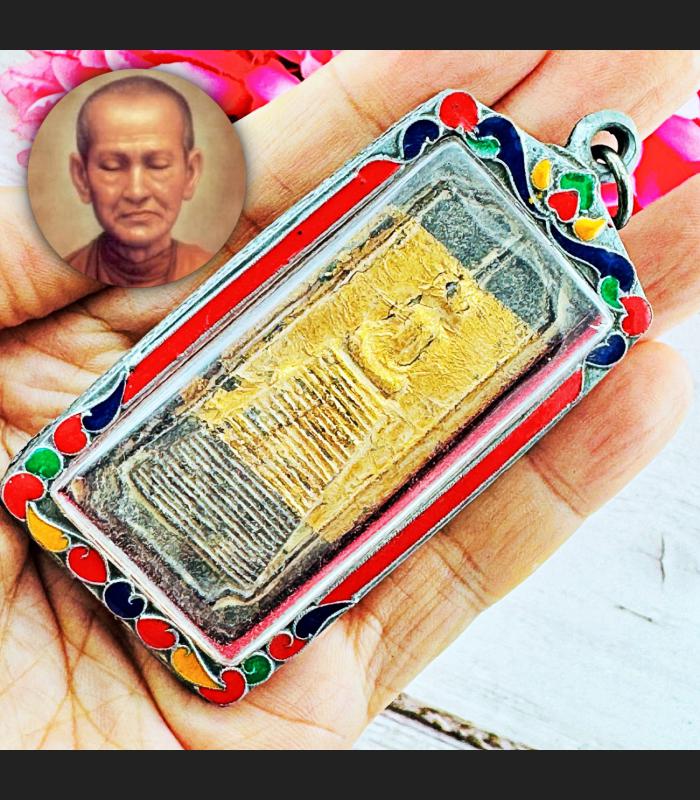 Wealth Antique 100y Somdej Toh WatRakang Old Gold Long 29row Thai Amulet #18391
