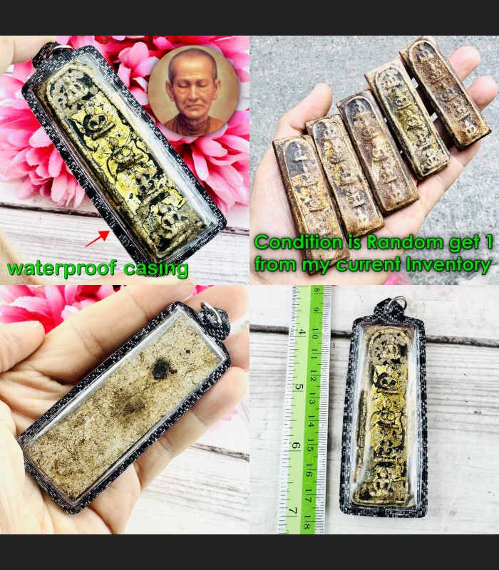 Waterproof Meditation 5buddha Barang Long Somdej Toh Watrakang Thai Amulet 18393