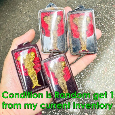 Mummy Lokok Guman Triple Head Gambling Lucky Money Rich Tawee Thai Amulet #18403