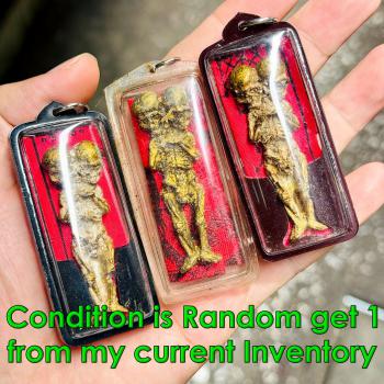 Mummy Lokok Guman Double Head Gambling Lucky Money Rich Tawee Thai Amulet #18404