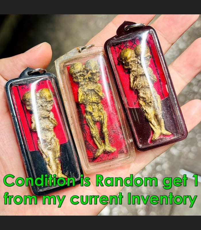 Mummy Lokok Guman Double Head Gambling Lucky Money Rich Tawee Thai Amulet #18404