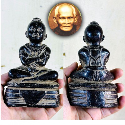 Guman Thep Boy Statue Jindamani Boon Gambling Rich Win Casino Thai Amulet #18416