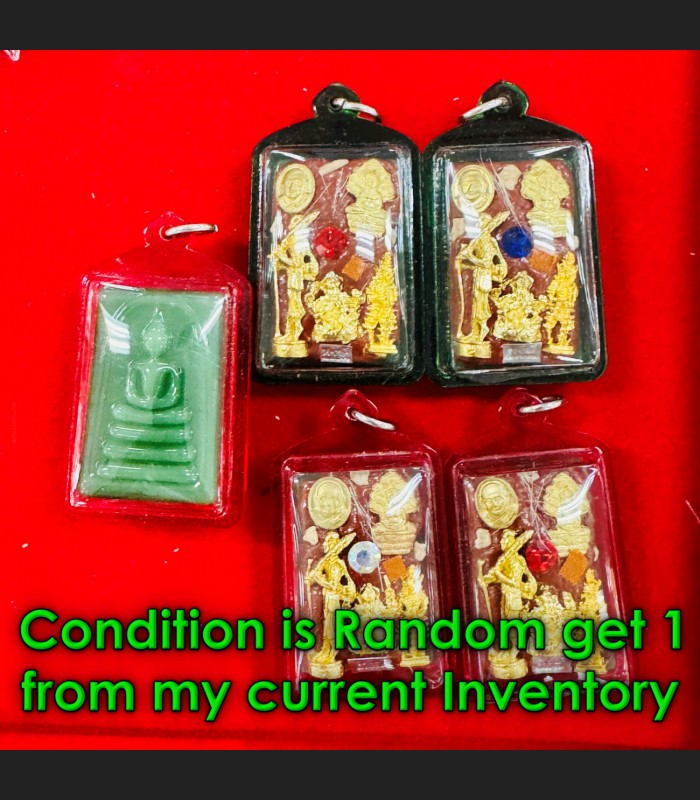 Somdej Lucky Stone Green Jade Magic Money Wealth Hong Be2556 Thai Amulet #18430