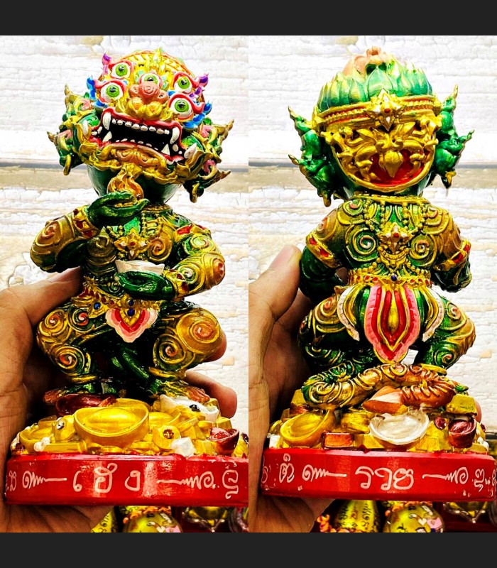 Sihuhata 4era 5eye Gambling Casino Kamfan Be2566 Green Statue Thai Amulet #18434