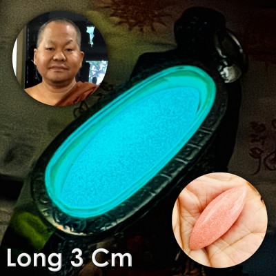 Life Protection Glow Leklai Rugby Pink Immortal Wealth Somporn Thai Amulet 18445