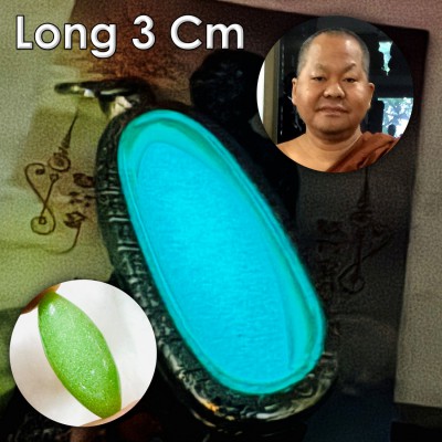 Immortal Shield Protection Glow Leklai Rugby Green Lp Somporn Thai Amulet #18446