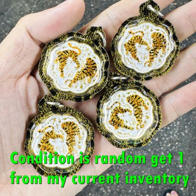 Pendant Tiger Cut Head Protection Shield Fortune Silver Chanai Thai Amulet 18460