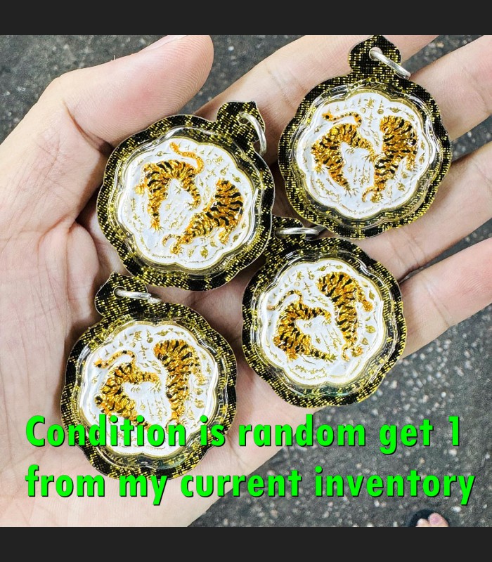 Pendant Tiger Cut Head Protection Shield Fortune Silver Chanai Thai Amulet 18460
