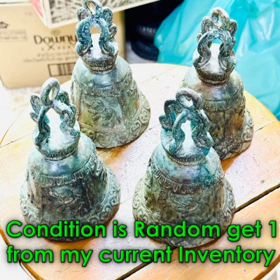 Antique Burma Siam 19th Century Bronze Temple Bell Green Iron Elephant 5in 18470