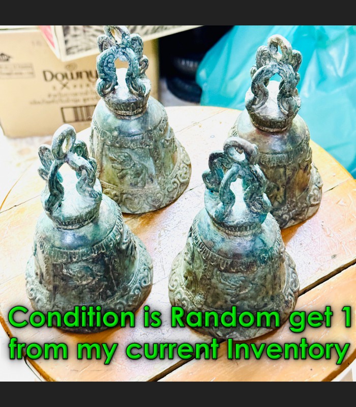 Antique Burma Siam 19th Century Bronze Temple Bell Green Iron Elephant 5in 18470
