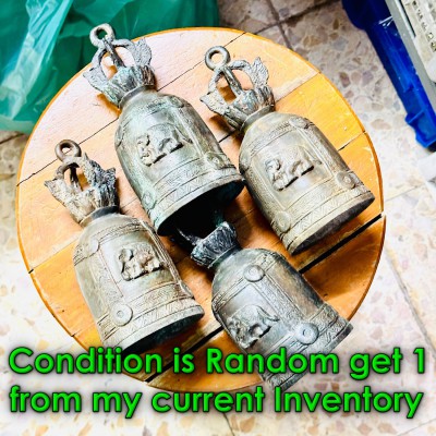 Antique Burma Siam 19th Lucky Khmer Bronze Temple Bell Green Iron Elephant 18471