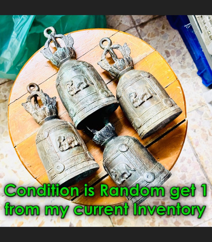 Antique Burma Siam 19th Lucky Khmer Bronze Temple Bell Green Iron Elephant 18471