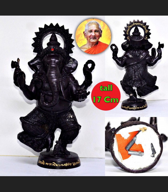Standing Bronze Statue Ganesha Elephant Successful Wealth Key Thai Amulet #18472