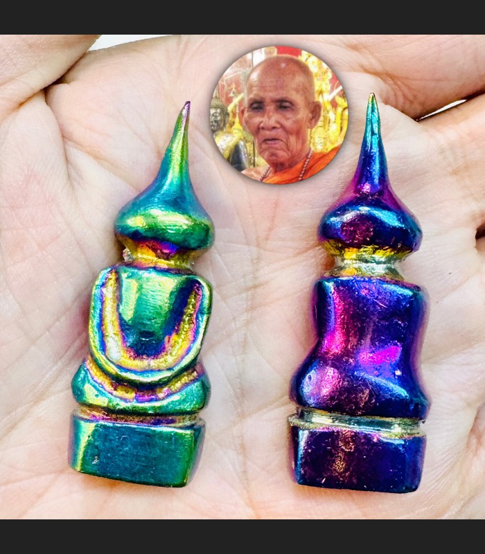 Leklai Rainbow Tewada Angel Buddha Lucky Protection Immortal Thai Amulet #18477
