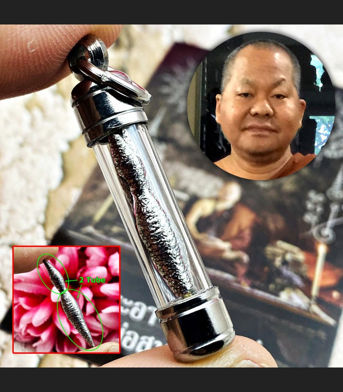 Leklai Ngern Yuang Wacharatad White Silver Protection Somporn Thai Amulet #18479
