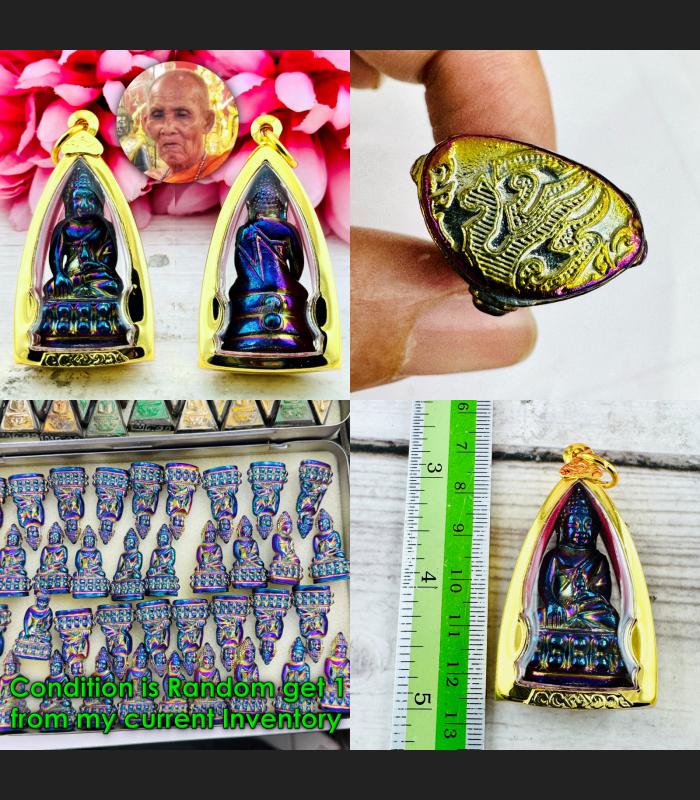 Leklai Rainbow PhaKring Buddha Magic Protection Immortal Huan Thai Amulet #18484