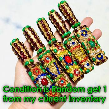 Vintage Meedmor Metal Guard Leklai Old Gems Jade Toh Watrakang Thai Amulet 18487