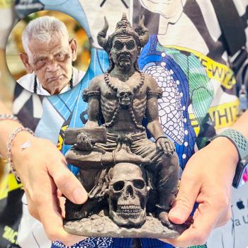King Of Hell Ghost Protection Well Life Healthy Payayom Statue Thai Amulet 18498
