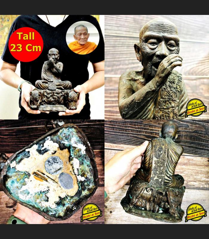 Large 23Cm Bronze Statue Kalong Be2552 Boar Pig Change Fortune Thai Amulet 18507