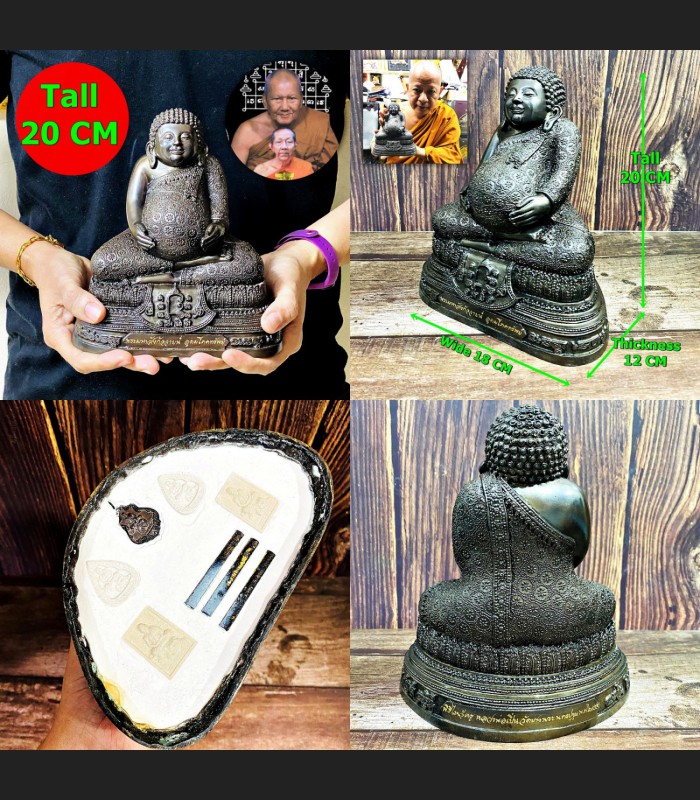 Large Statue Sankajai Happy Buddha Meditation Pern WatBangPha Thai Amulet #18509