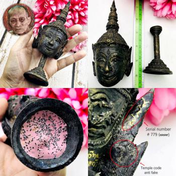 Khon Mask Palak Charming Magic Deity Attraction Mercy Kalong Thai Amulet #18510