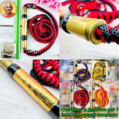 Holy Belt Bullet Takrut Great Protection Lucky Rich Key Be2554 Thai Amulet 18514