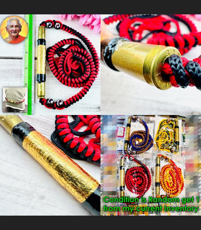 Holy Belt Bullet Takrut Great Protection Lucky Rich Key Be2554 Thai Amulet 18514