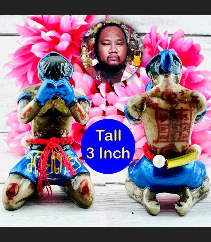 Champion Win Fighter Boxing Statue Hunpayon Waikru Sann Muay Thai Amulet #18516