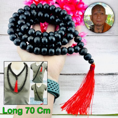 Core Wooden Meditation Necklace 108Bead Protection LP Udomsap Thai Amulet #18526