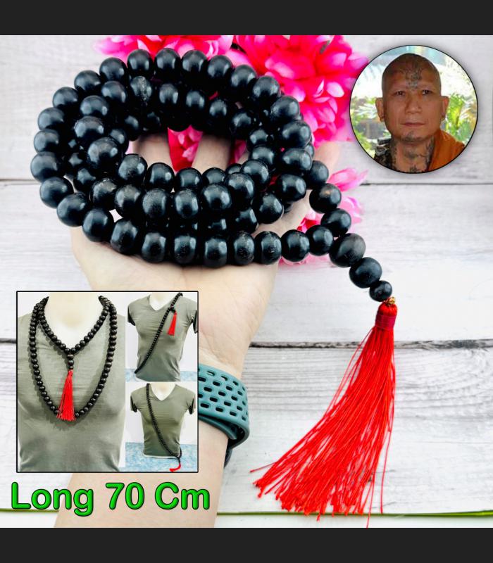 Core Wooden Meditation Necklace 108Bead Protection LP Udomsap Thai Amulet #18526