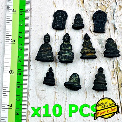 Lot 10pcs Miniature Iron Metal Leklai Buddha Protection Wealth Thai Amulet 17533