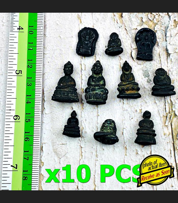 Lot 10pcs Miniature Iron Metal Leklai Buddha Protection Wealth Thai Amulet 17533