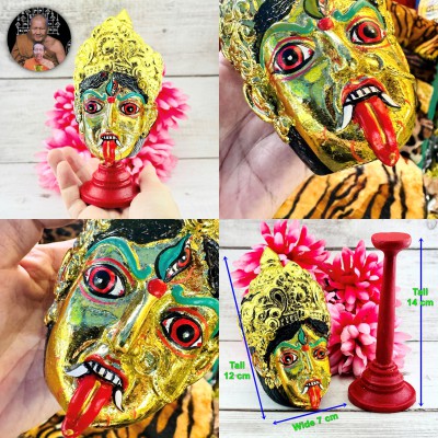 Khon Mask Mae Kali Goddess Protection No Evil Pern WatBangPha Thai Amulet #18555
