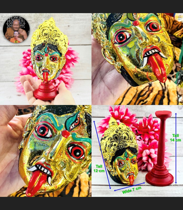 Khon Mask Mae Kali Goddess Protection No Evil Pern WatBangPha Thai Amulet #18555