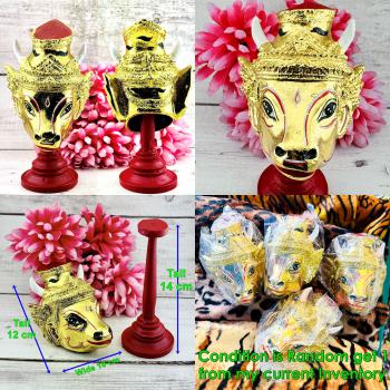 Khon Mask Deer Face Hermit Gambling Win Wealth Pern WatBangPha Thai Amulet 18559